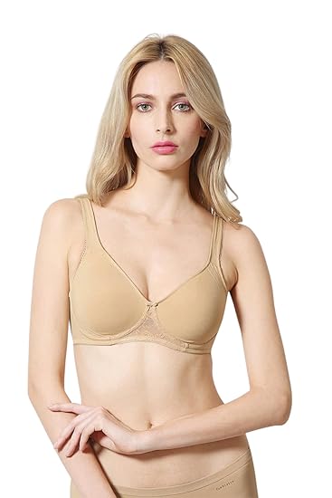 Van Heusen Women’s Shaper Bra – Cotton Easy-Set Lycra, Anti-Bacterial, Wireless, Non-Padded, Encircled Side Panel (11004, Skin, 40D)